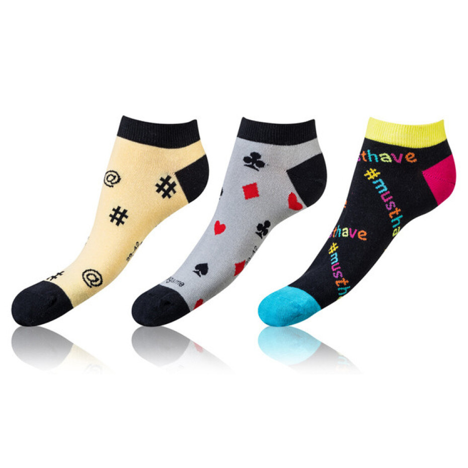 Zábavné nízké crazy ponožky unisex v setu 3 páry CRAZY IN-SHOE SOCKS 3x - BELLINDA - žlutá 39 - 42 - main (1)