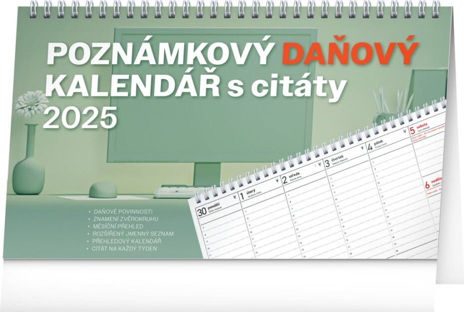 Kalendář 2025 stolní: Poznámkový daňový s citáty, 25 × 14,5 cm - main (0)