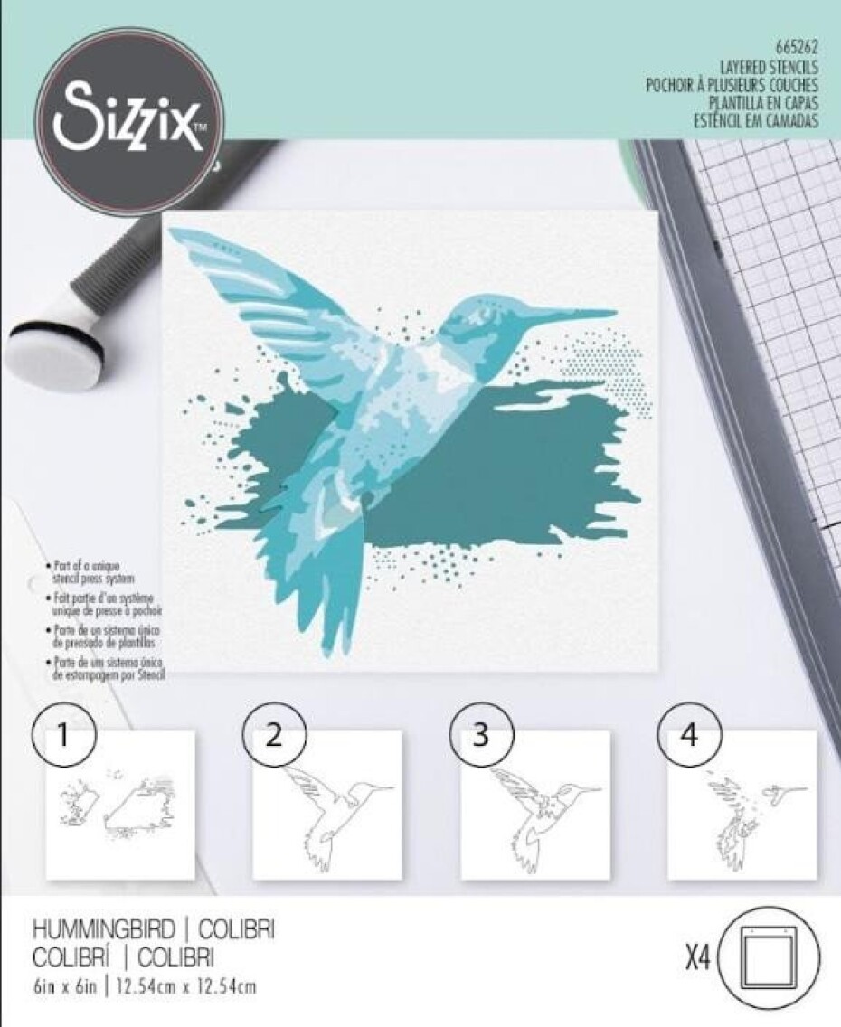 SIZZIX Plastová šablona - vrstvený kolibřík 4 ks - main (0)