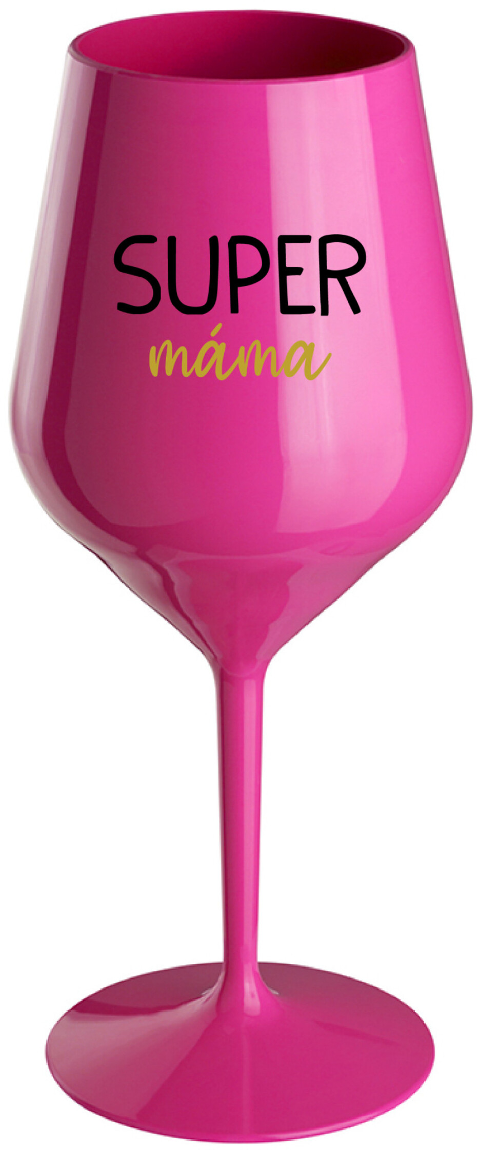SUPER MÁMA - růžová nerozbitná sklenice na víno 470 ml - main (0)
