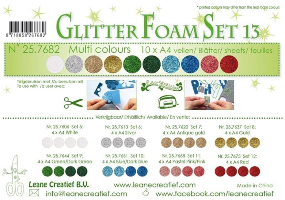 LEANE Speciální pěnová guma na výrobu květin A4 - Glitter různé barvy 10 ks - main (0)