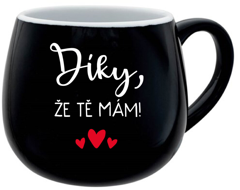 DÍKY, ŽE TĚ MÁM! - černý keramický hrníček 300 ml - main (0)