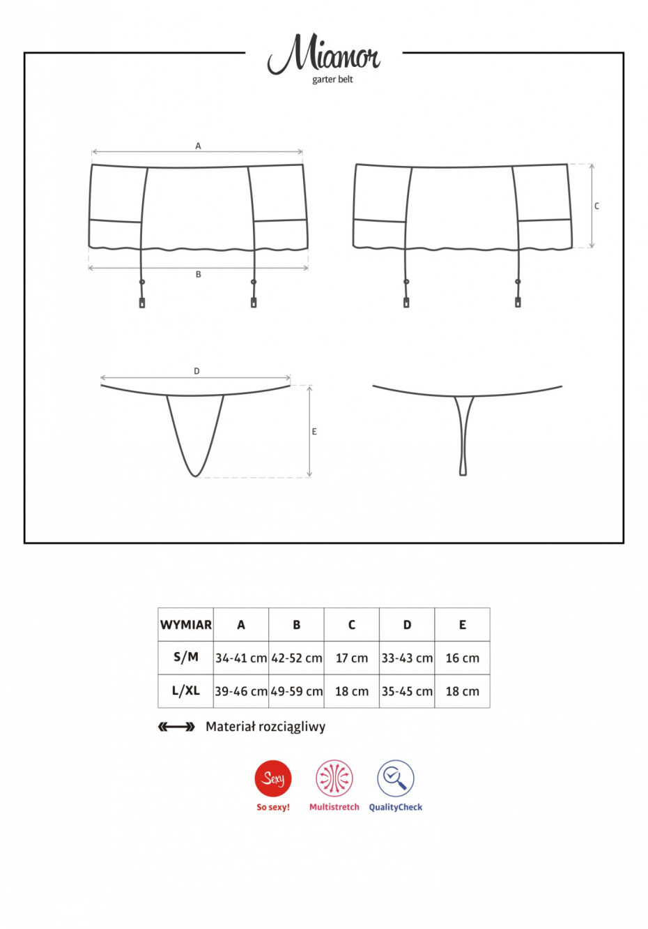 Podvazkový pás Miamor garter belt - Obsessive černá S/M - main (1)