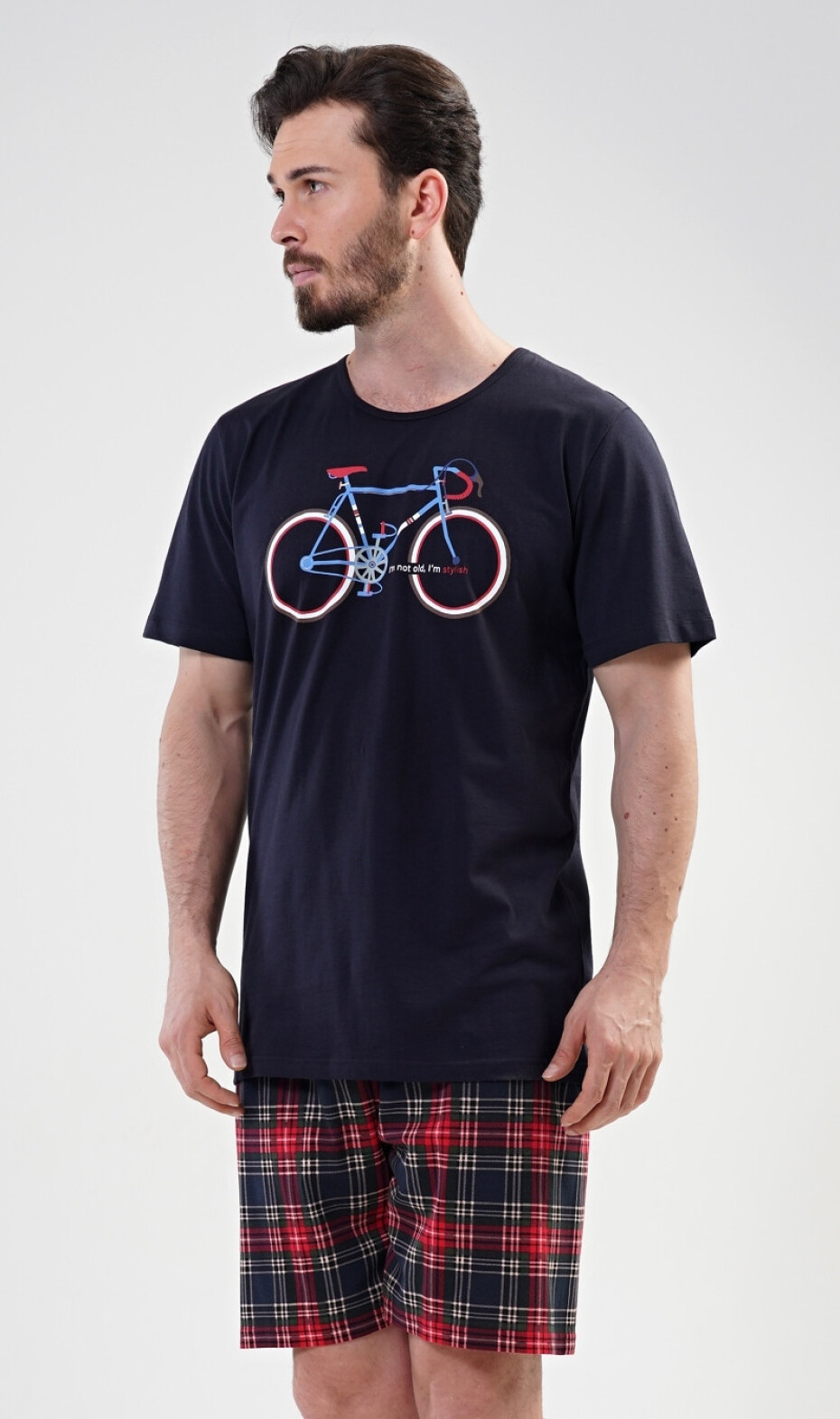 Pánské pyžamo šortky Old bike tmavě modrá S - main (5)
