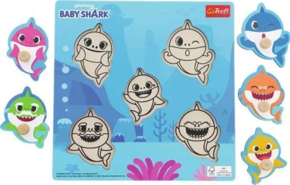 Trefl Dřevěná vkládačka Baby Shark, 1.  vydání - main (0)
