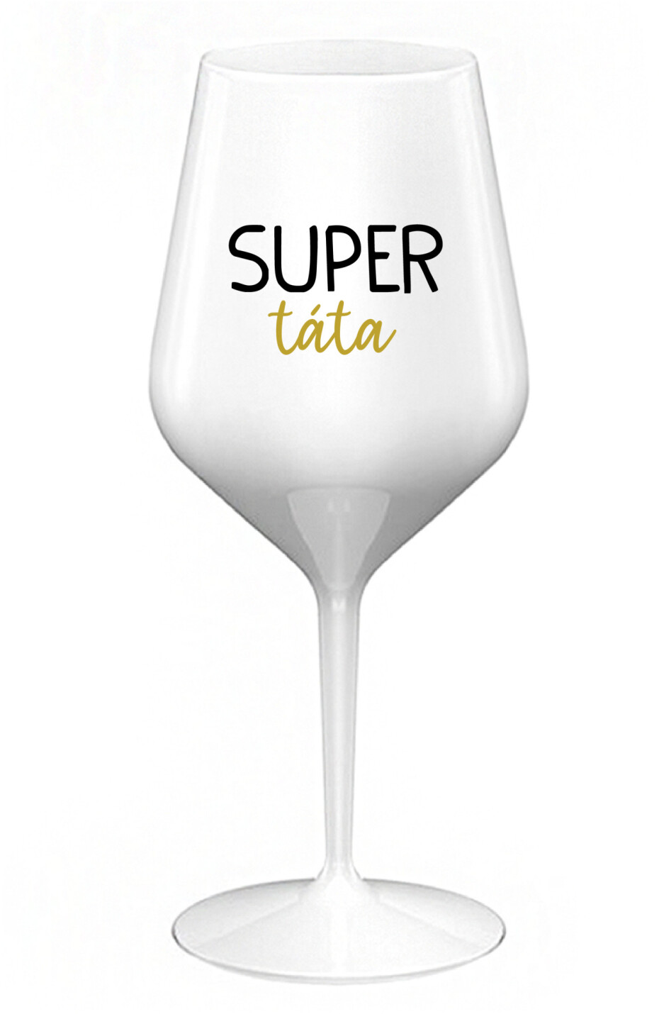 SUPER TÁTA - bílá nerozbitná sklenice na víno 470 ml - main (0)