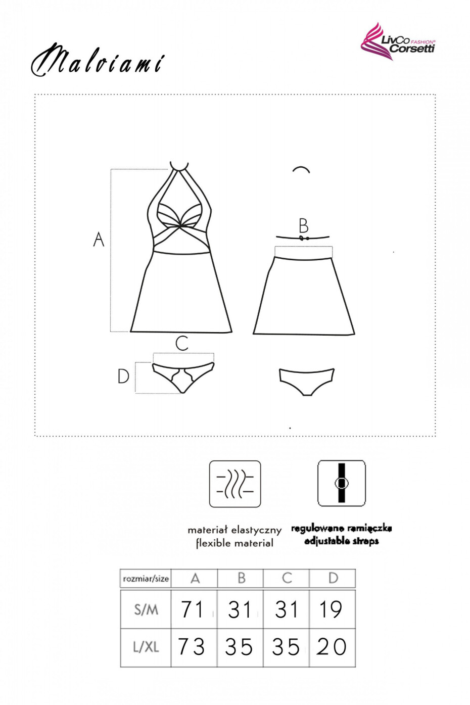 Odvážná košilka Malviami - LivCo Corsetti černá L/XL - main (0)
