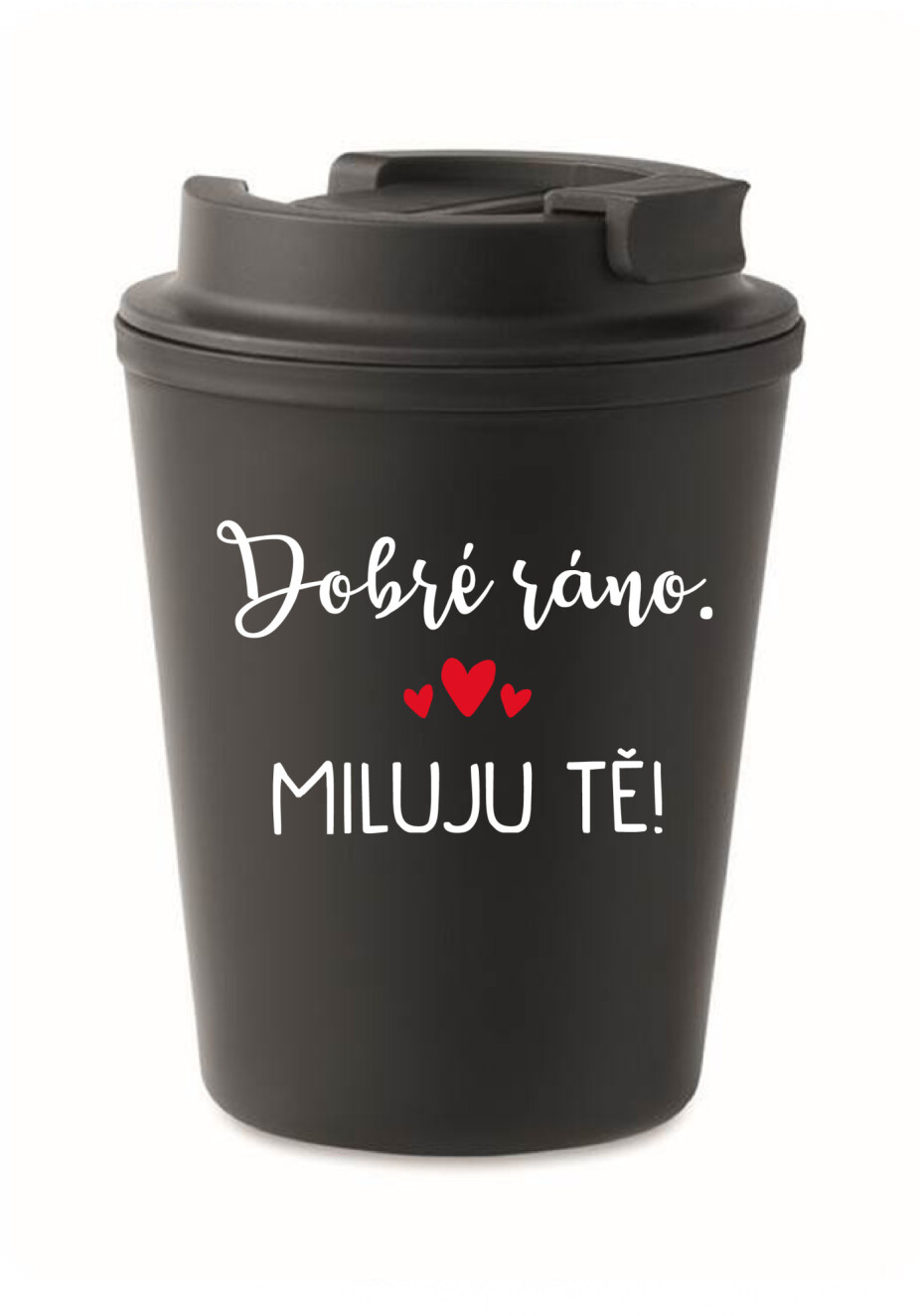 DOBRÉ RÁNO. MILUJU TĚ! - černý termohrnek 300 ml - main (0)