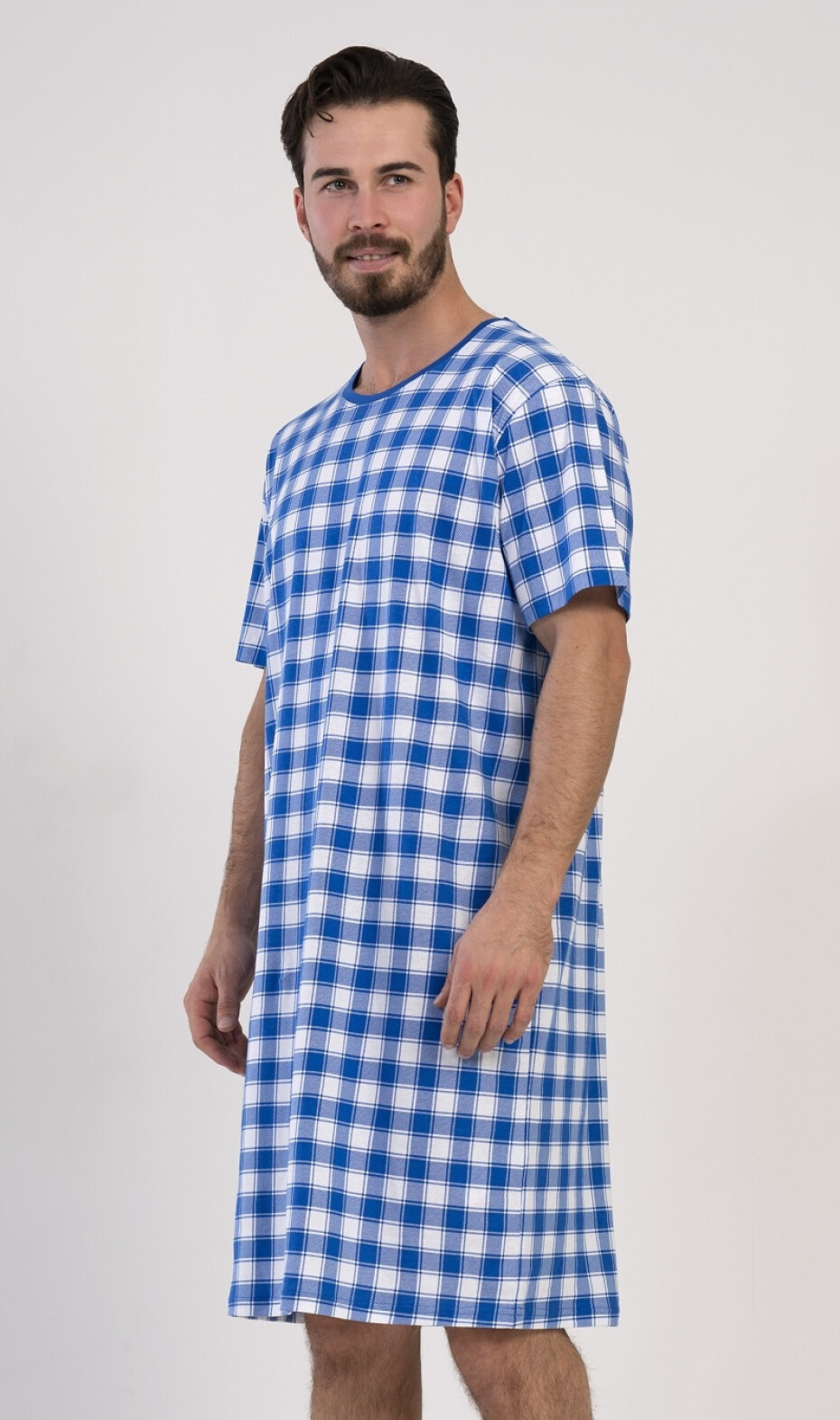Pánská noční košile s krátkým rukávem Karlos modrá 2XL - main (2)