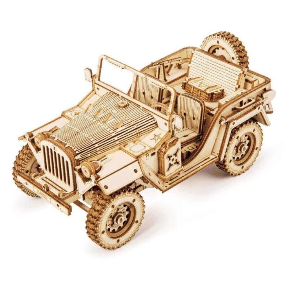 Puzzle 3D Vojenský džíp/369 dílků, dřevě - main (0)