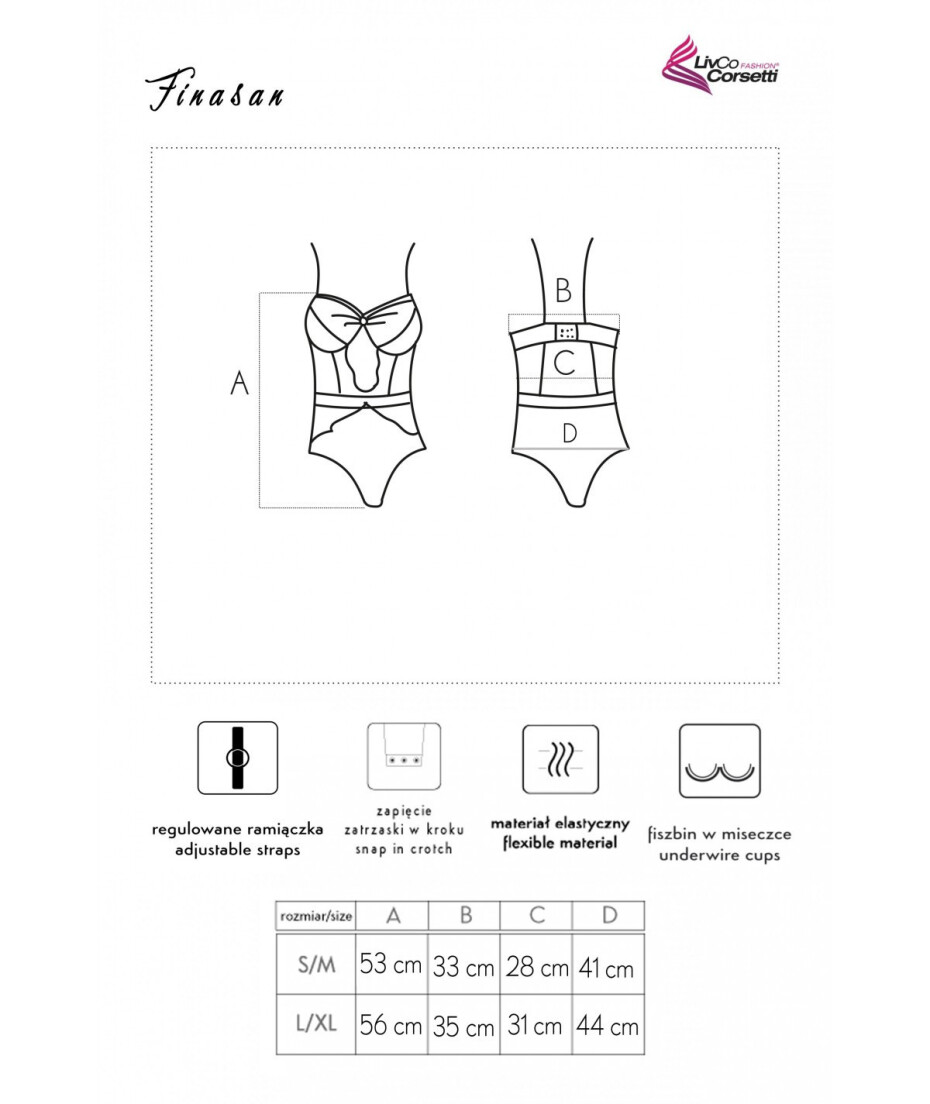 Elegantní body Finasan - LivCo Corsetti černá L/XL - main (3)