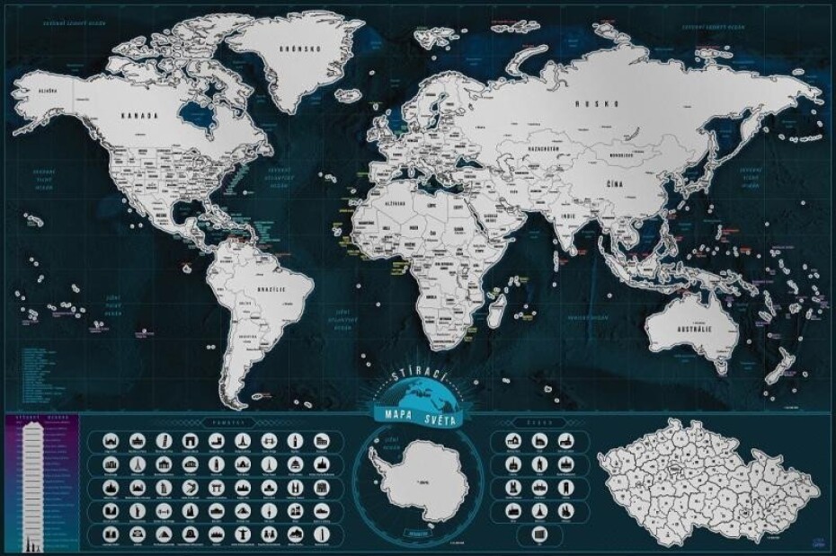Stírací mapa světa - česká verze silver XL - main (0)