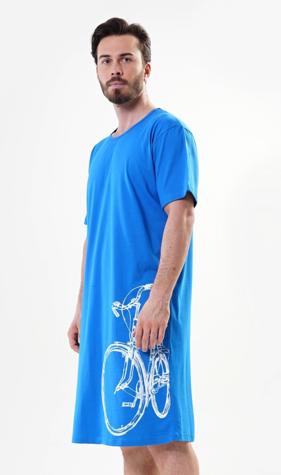 Pánská noční košile s krátkým rukávem Velké kolo světle šedá 4XL - main (7)