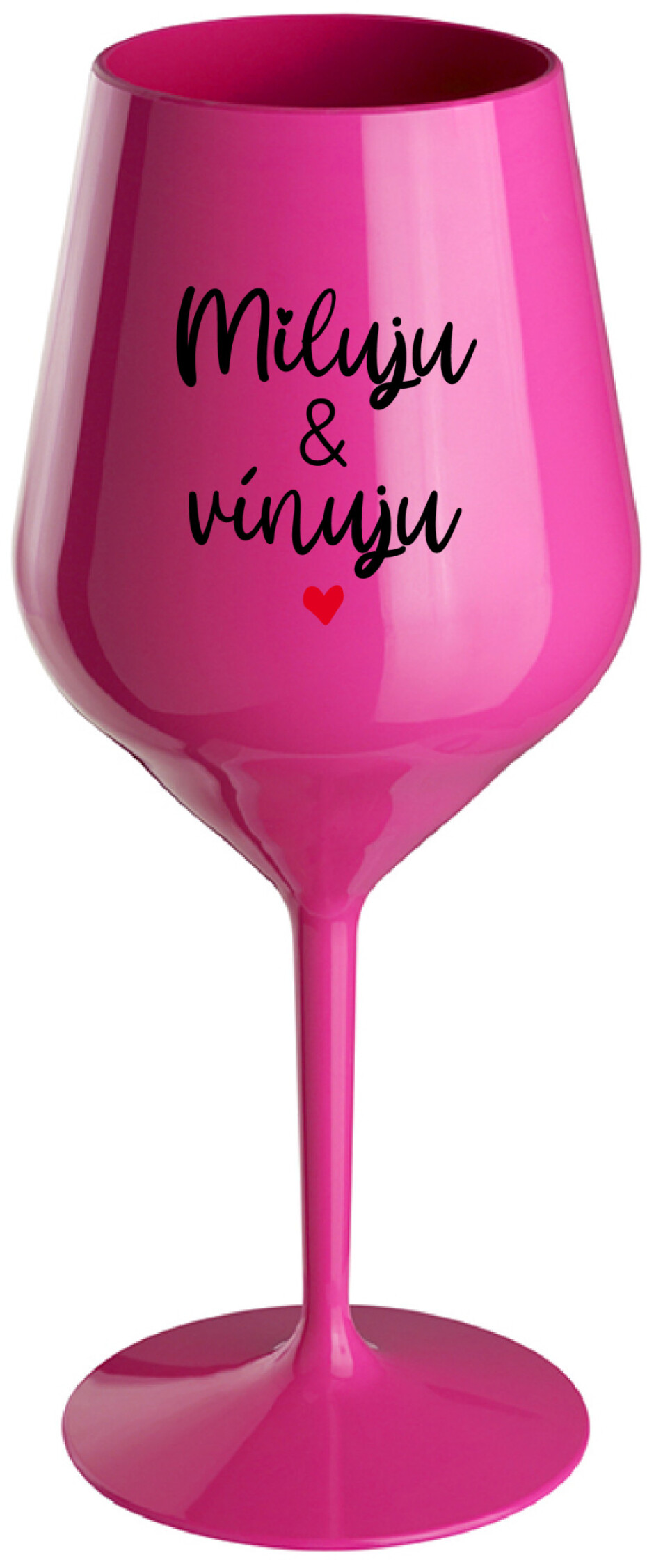 MILUJU & VÍNUJU - růžová nerozbitná sklenice na víno 470 ml - main (0)