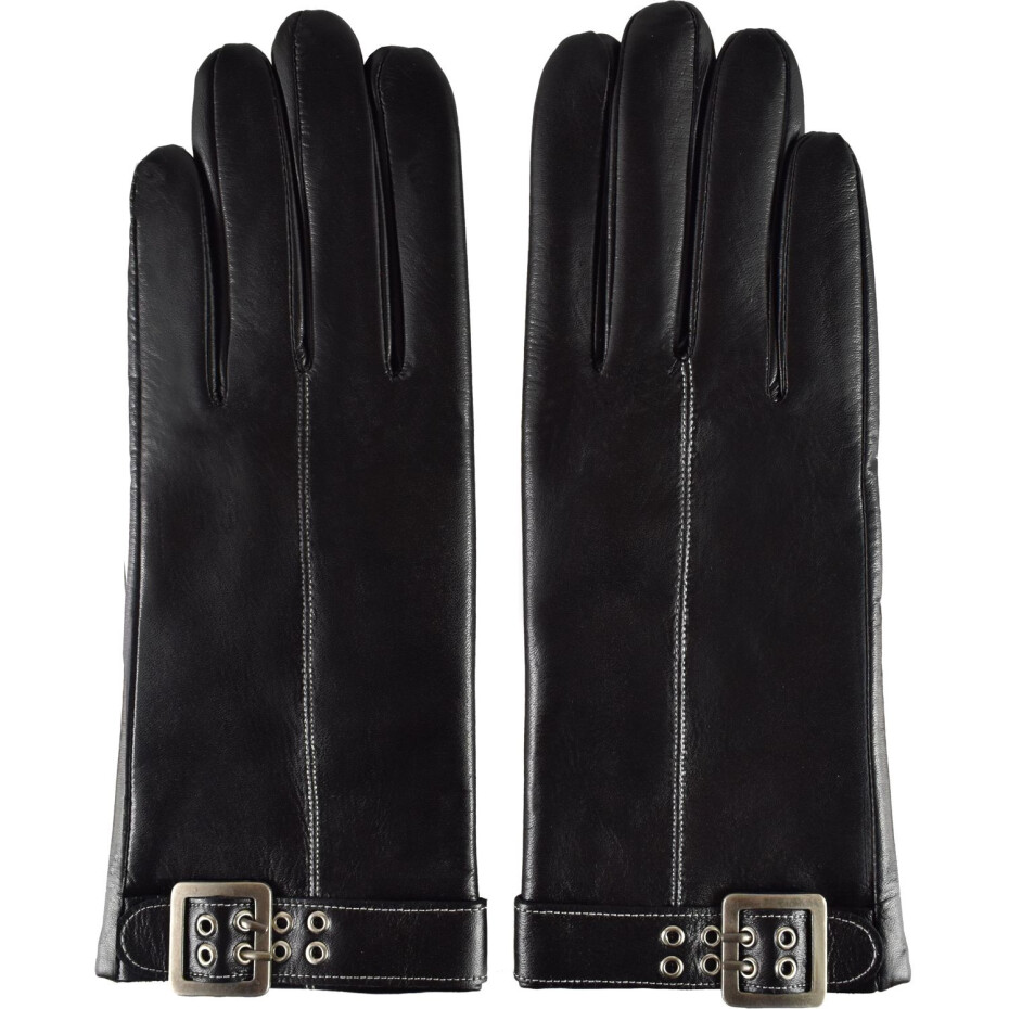 Semiline Dámské kožené antibakteriální rukavice P8210 Black S - main (2)