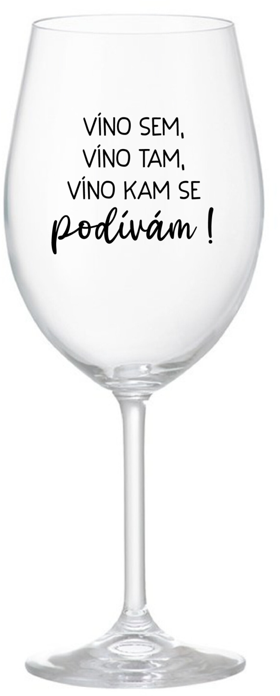 VÍNO SEM, VÍNO TAM, VÍNO KAM SE PODÍVÁM! - čirá sklenice na víno 350 ml - main (0)