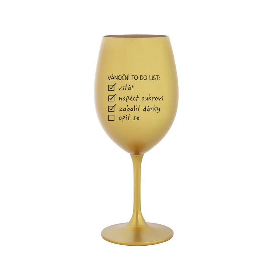 VÁNOČNÍ TODO LIST - zlatá sklenice na víno 350 ml - main (0)