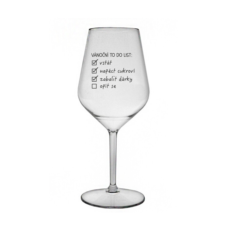 VÁNOČNÍ TODO LIST - čirá nerozbitná sklenice na víno 470 ml - main (0)