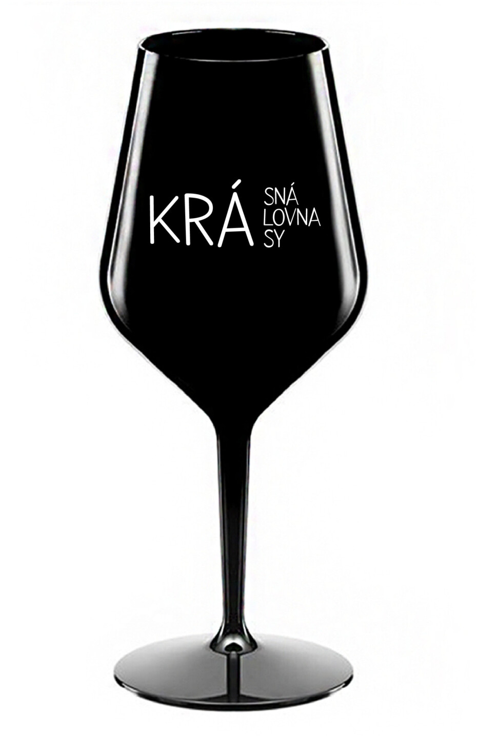 KRÁSNÁ KRÁLOVNA KRÁSY - černá nerozbitná sklenice na víno 470 ml - main (0)