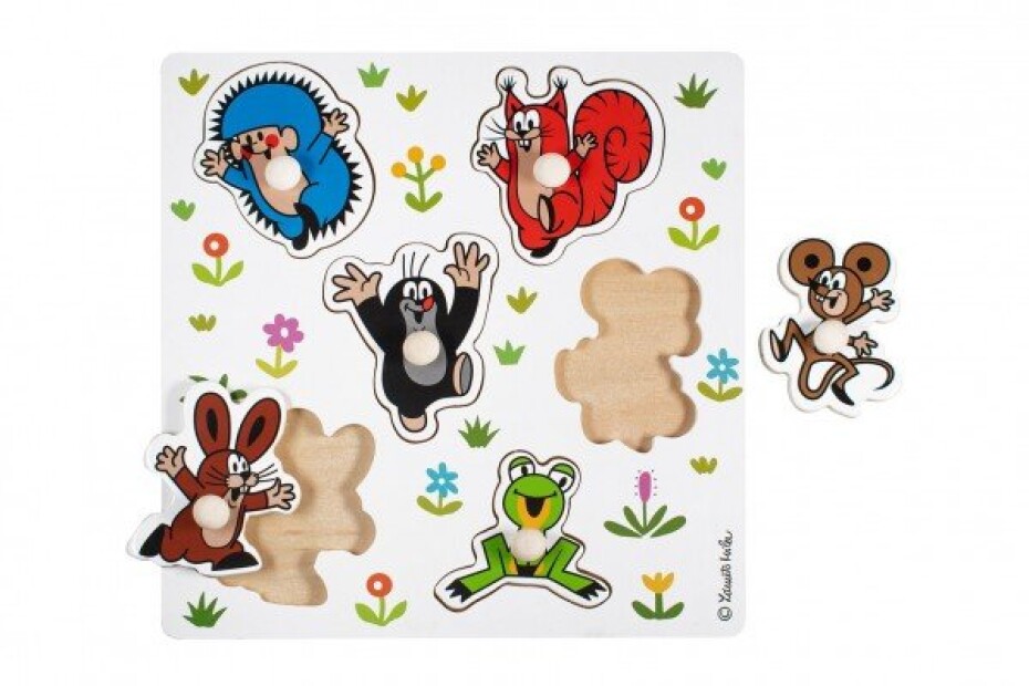 Detoa Puzzle/Vkládačka deskové Krtek dřevo 22,5x22,5cm ve fólii 18m+ - main (0)