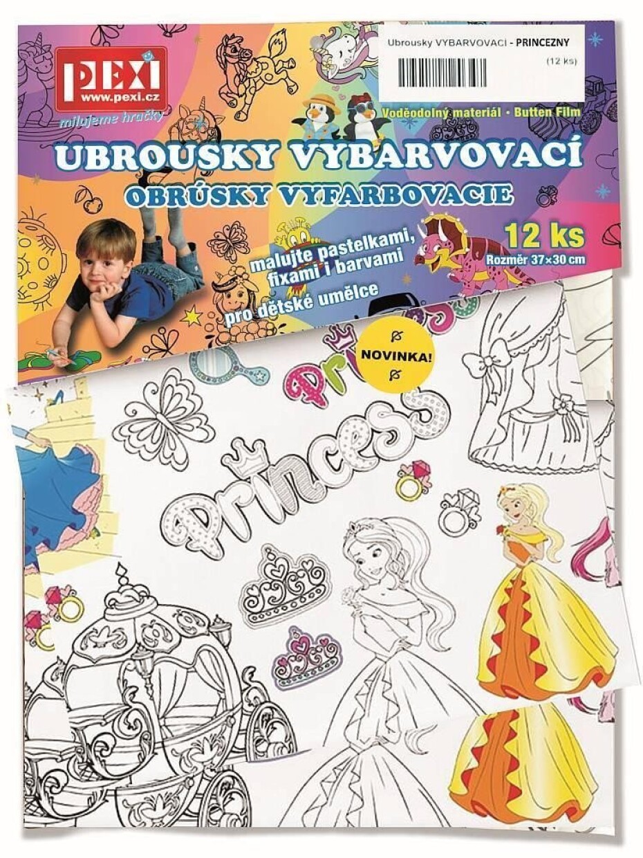 Vybarvovací ubrousky Princezny 12 kusů - main (0)