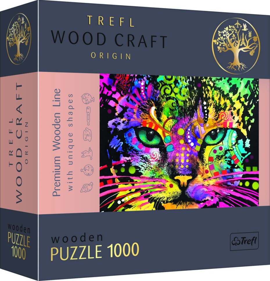Trefl Wood Craft Origin Puzzle Barevná kočka 1000 dílků - dřevěné - Trefl - main (0)