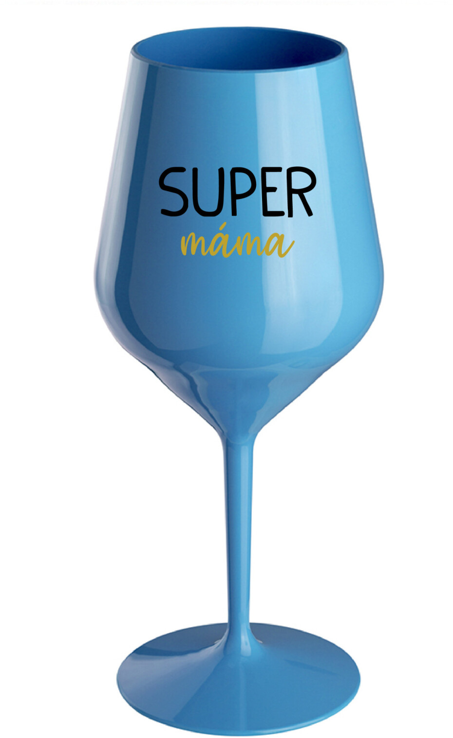 SUPER MÁMA - modrá nerozbitná sklenice na víno 470 ml - main (0)