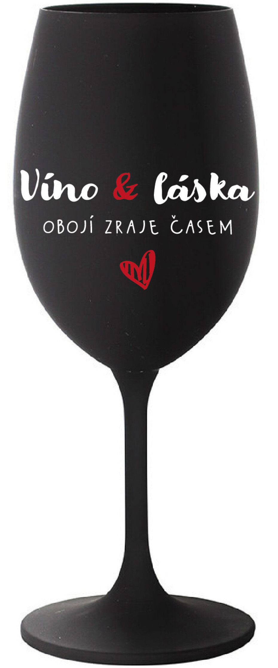 VÍNO A LÁSKA: OBOJÍ ZRAJE ČASEM - černá sklenice na víno 350 ml - main (0)