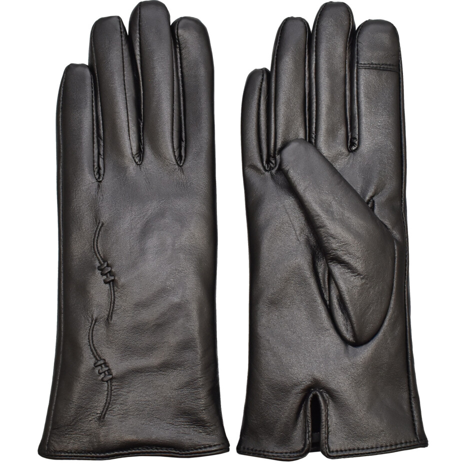 Semiline Dámské kožené antibakteriální rukavice P8205-0 Black M - main (5)