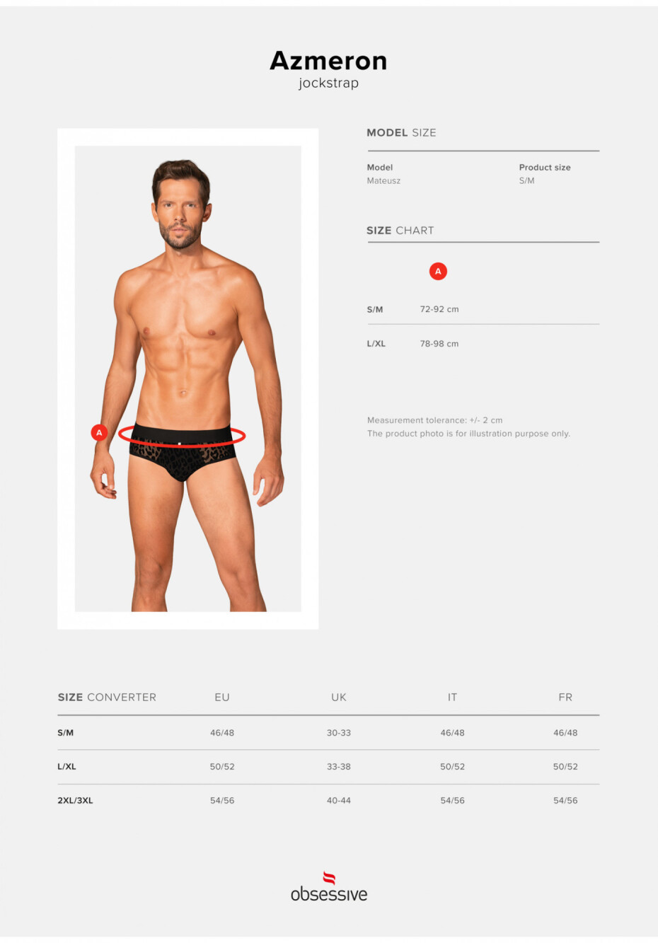 Pánské slipy otevřené Azmeron jockstrap - Obsessive černá S/M - main (2)