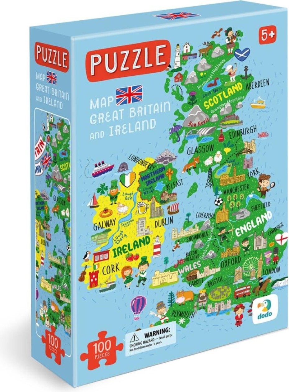 Puzzle Mapa Velké Británie a Severního Irska 100 dílků - main (0)