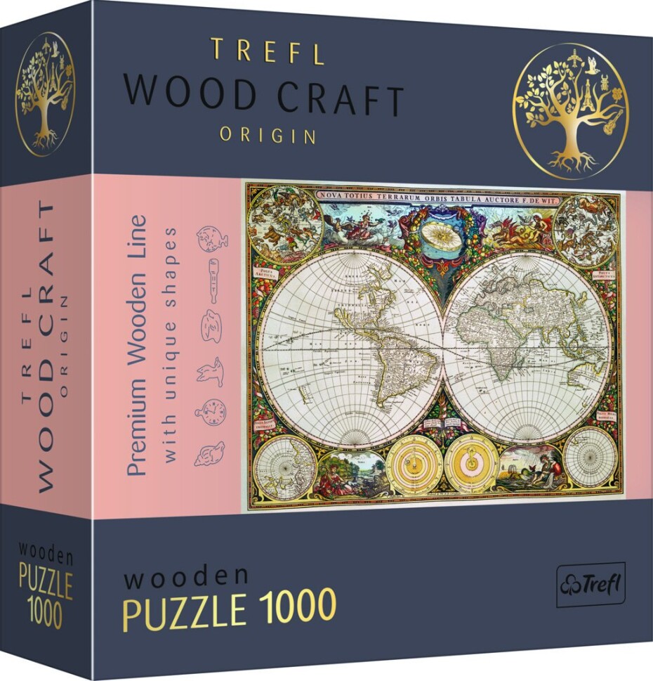 Trefl Wood Craft Origin Puzzle Antická mapa světa 1000 dílků - dřevěné - Trefl - main (0)