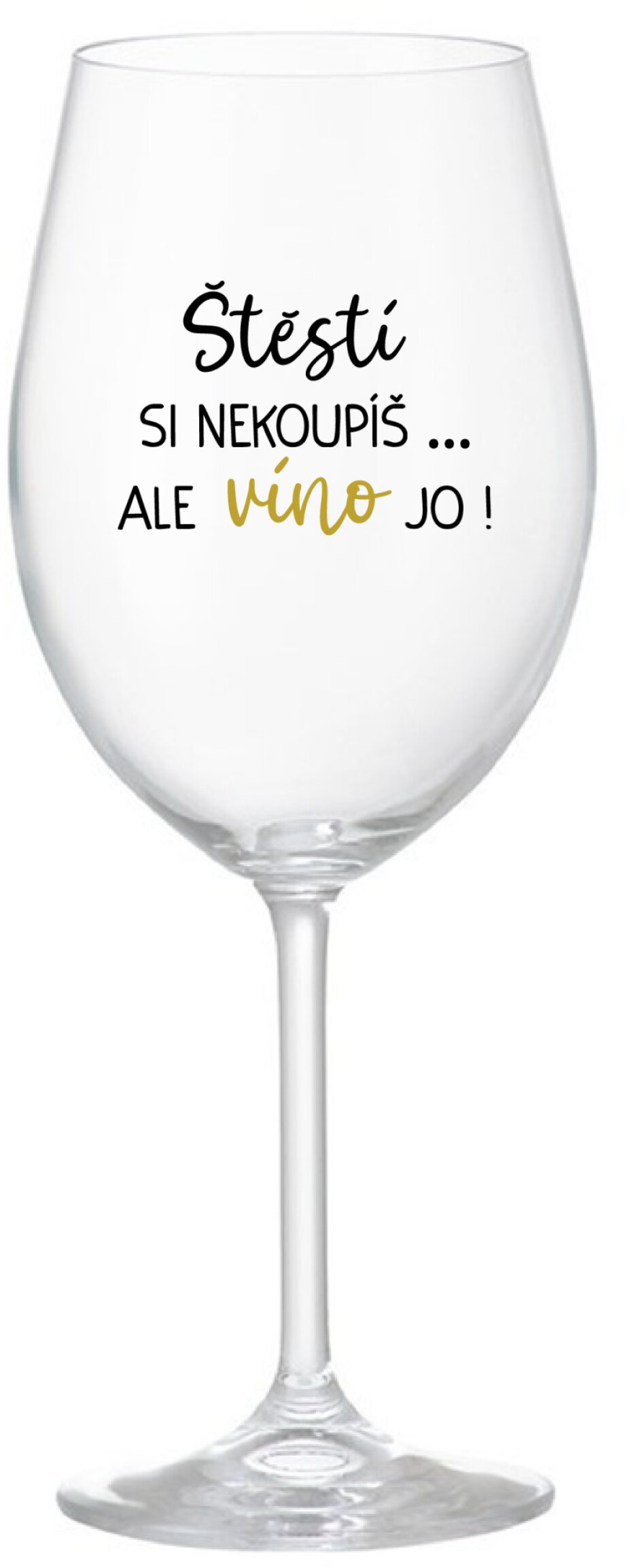 ŠTĚSTÍ SI NEKOUPÍŠ...ALE VÍNO JO! - čirá sklenice na víno 350 ml - main (0)