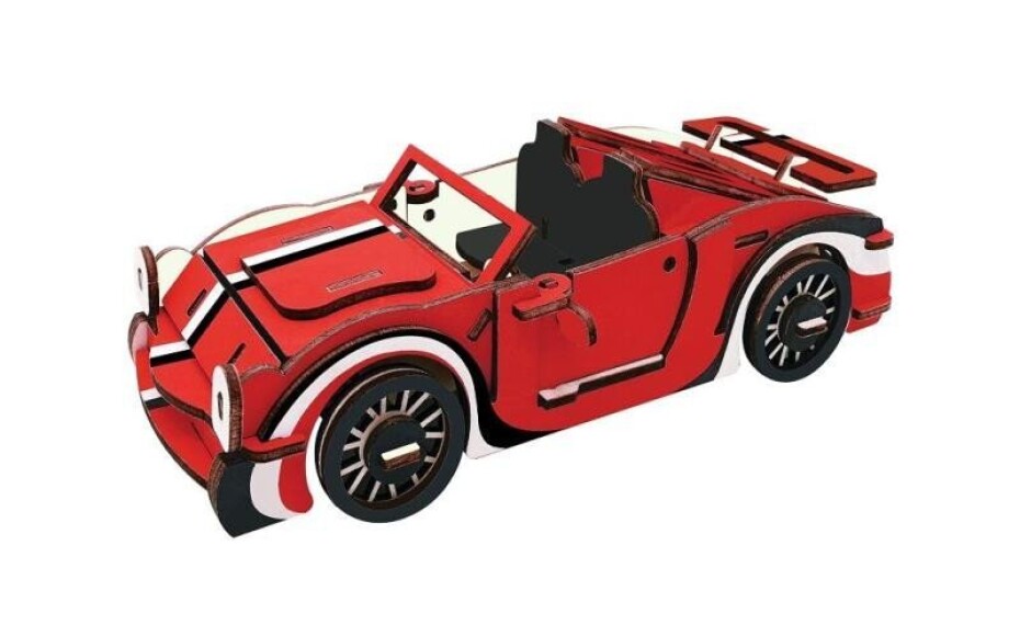 3D dřevěné puzzle - Červený kabriolet - main (0)