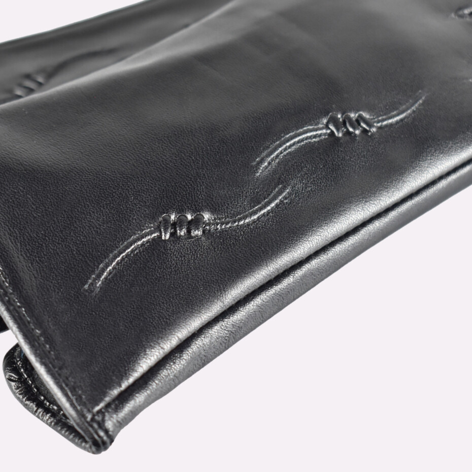 Semiline Dámské kožené antibakteriální rukavice P8205-0 Black M - main (1)