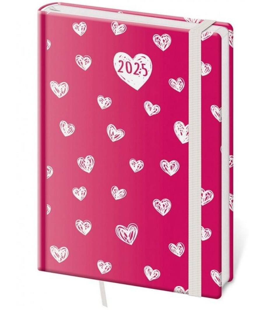 Diář 2025 Vario týdenní A5 Hearts s gumičkou - main (0)