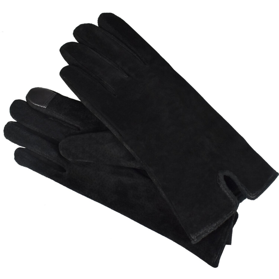 Semiline Dámské semišové antibakteriální rukavice P8204 Black L - main (2)