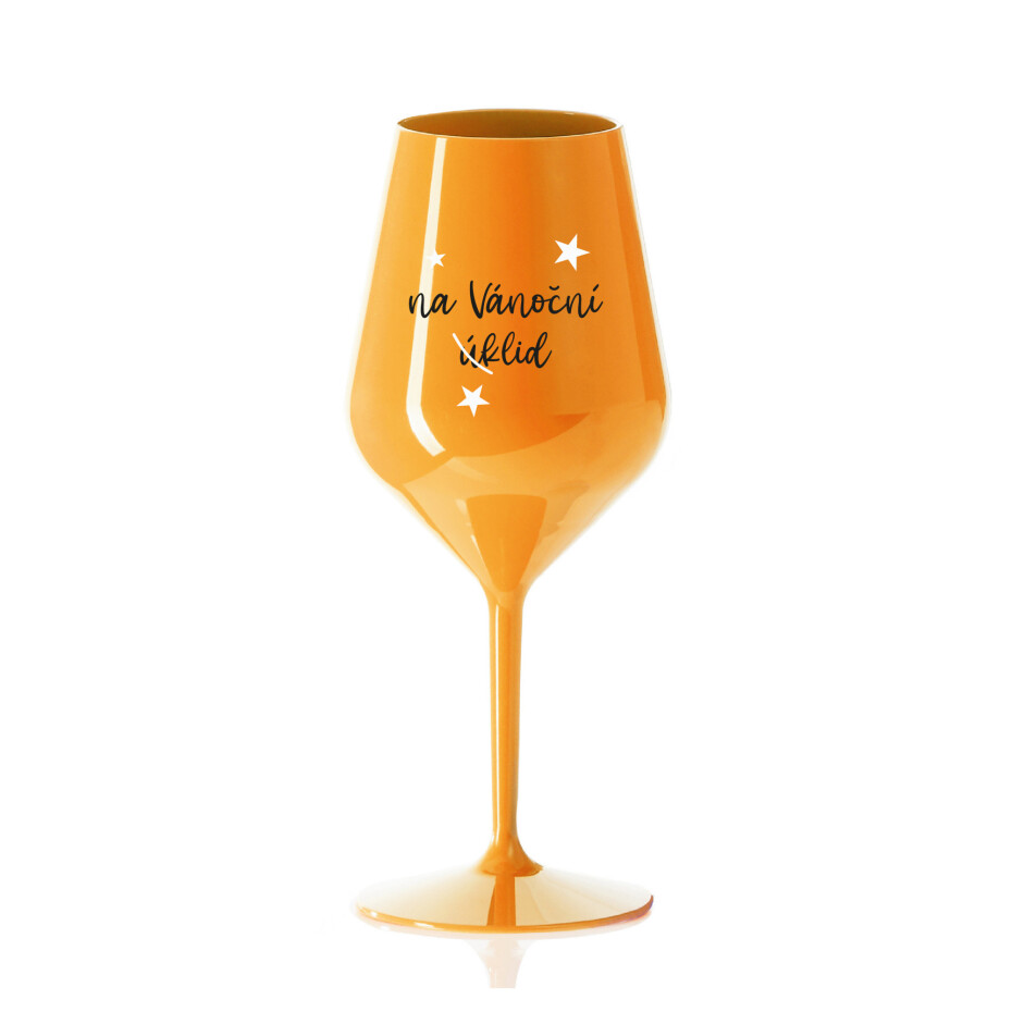NA VÁNOČNÍ ÚKLID - oranžová nerozbitná sklenice na víno 470 ml - main (0)