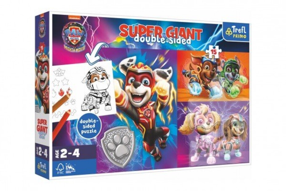 Puzzle GIANT oboustranné Skvělý tým Tlapkové patroly/Paw patrol 15 dílků v krab. 40x27cm 24m+ - main (0)
