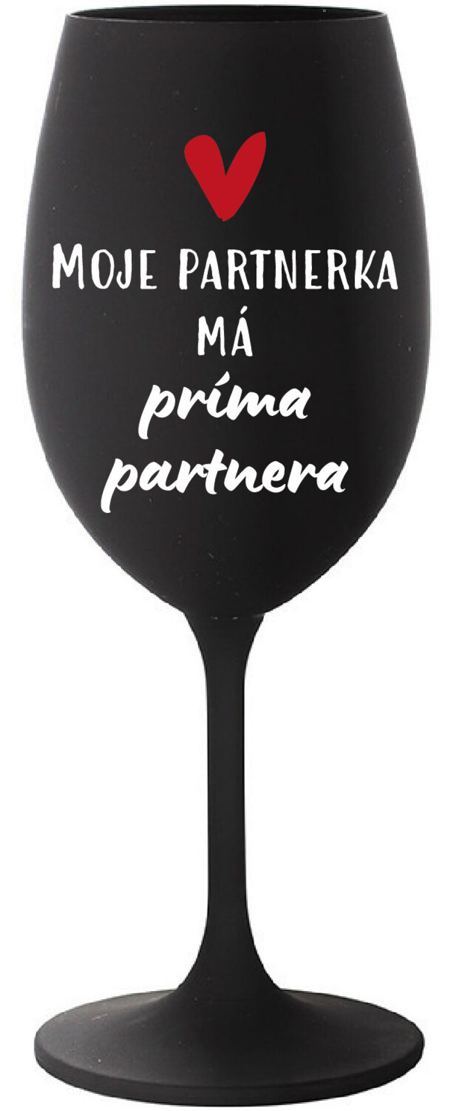 MOJE PARTNERKA MÁ PRÍMA PARTNERA - černá sklenice na víno 350 ml - main (0)