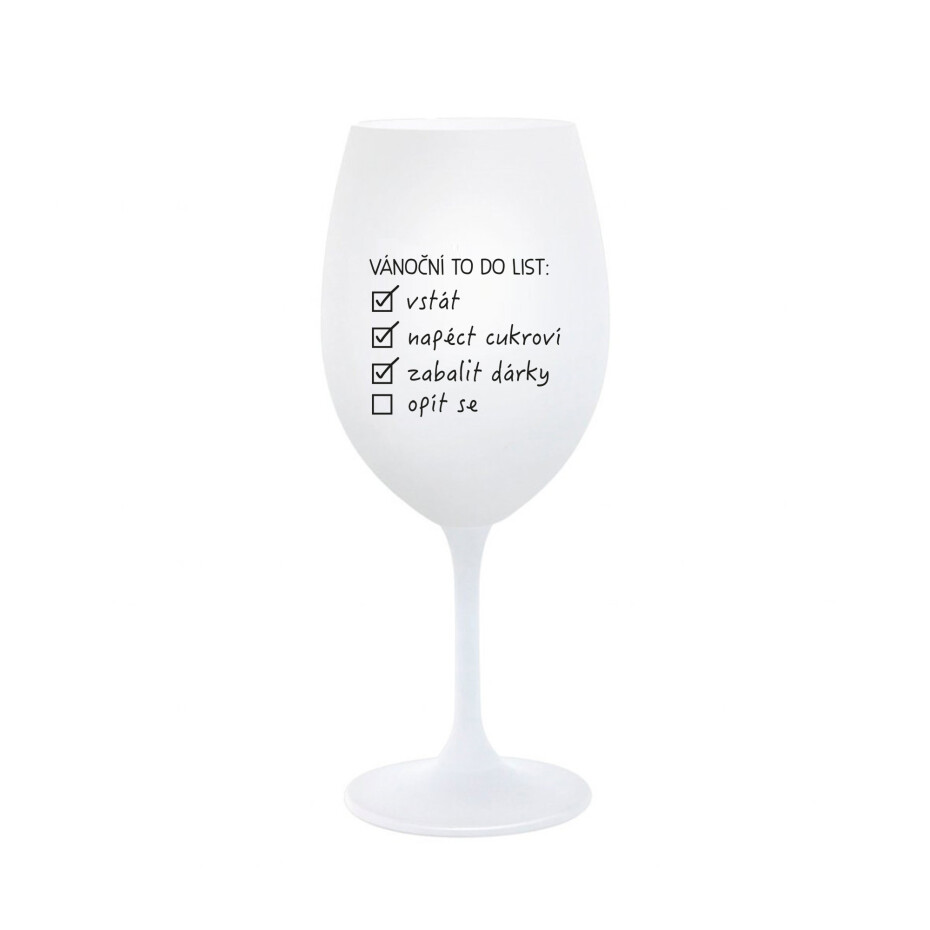 VÁNOČNÍ TODO LIST - bílá  sklenice na víno 350 ml - main (0)