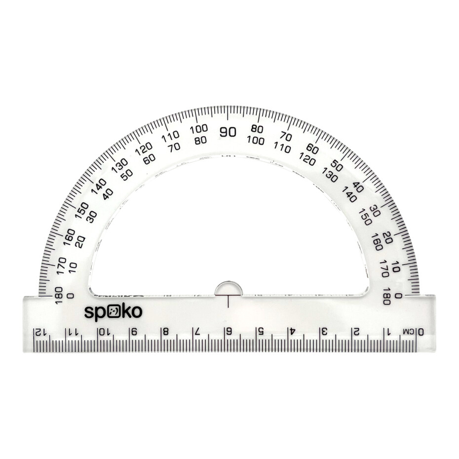 Spoko úhloměr 12 cm, 180 ° - transparentní - main (0)