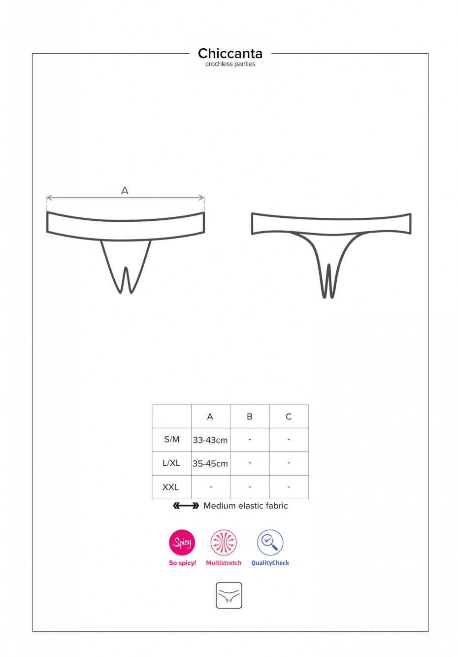 Pikantní kalhotky otevřené Chiccanta crochless panties - Obsessive černá L/XL - main (1)