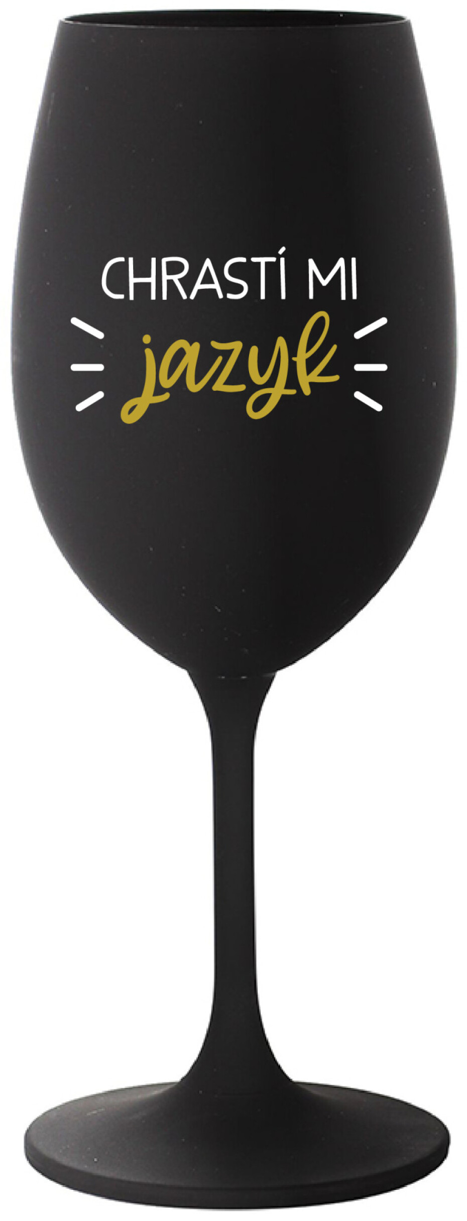 CHRASTÍ MI JAZYK - černá sklenice na víno 350 ml - main (0)