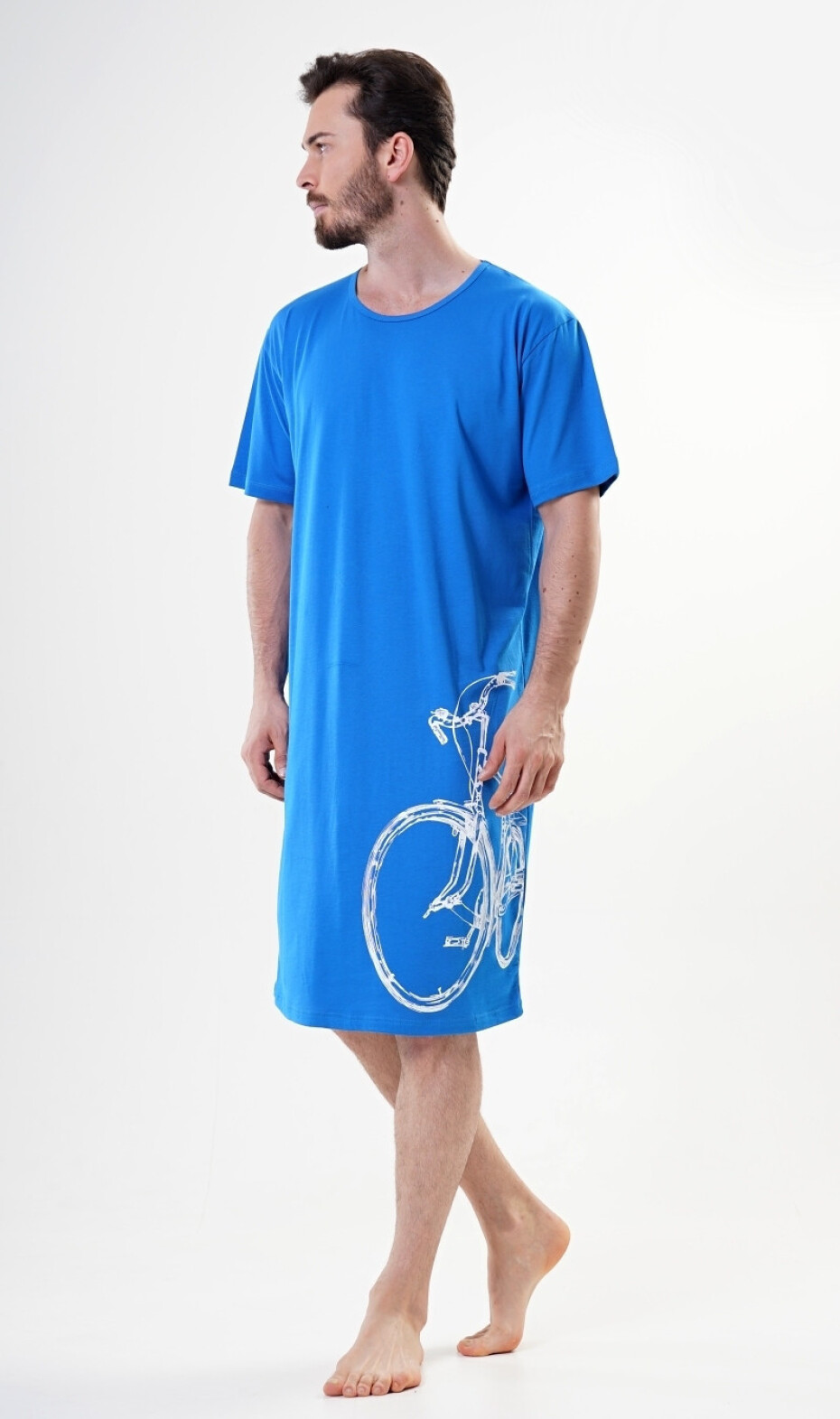 Pánská noční košile s krátkým rukávem Velké kolo světle šedá 4XL - main (6)