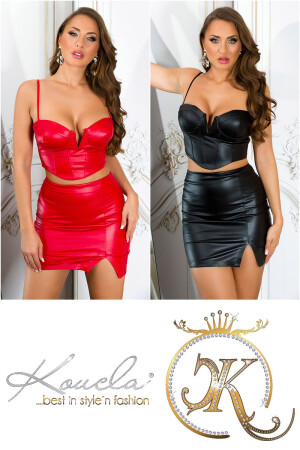 Product detail of Sexy sukně Koucla z umělé kůže s vysokým pasem red L