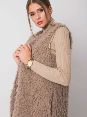 Product detail of Tmavě béžová kožešinová vesta Velikost: M/L