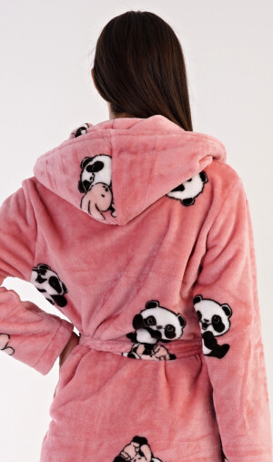 Product detail of Dámský župan krátký s kapucí Malá panda lososová XL