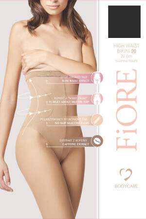Product detail of Fiore High Waist Bikini 20 den M5218 barva:černá 4-L