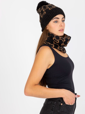 Product detail of Dámská zimní čepice černého a velbloudího vzoru JEDNA VELIKOST